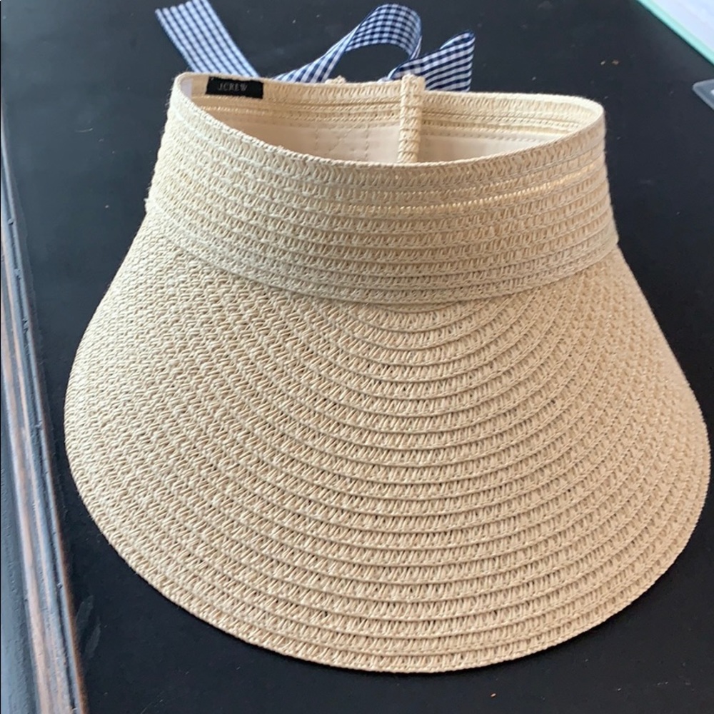 J Crew Visor with Navy Check Tie
